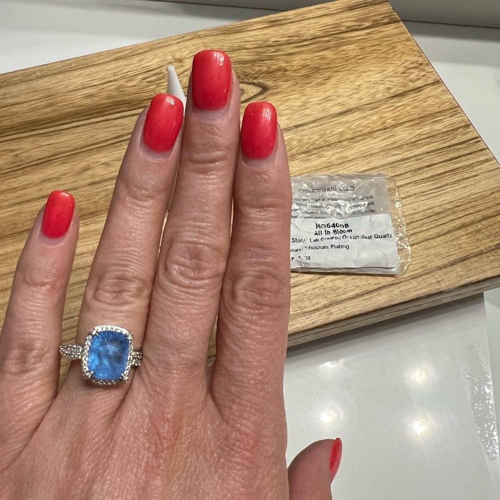 Bomb Party! In Bloom Silver Ring with Blue Gemstone